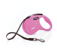 flexi New Classic Correa retráctil clásica para Perro (Cinta), 16 pies, pequeña, Rosa, Adhesiva, Small-16 Feet