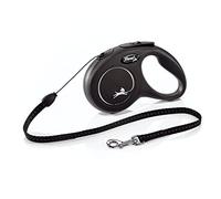 Flexi New Classic Correa retráctil para Perro, ergonómica, Duradera y sin enredos, para Perros de hasta 12 kg, 5 m, Negro, S