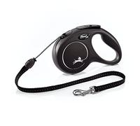 FLEXI® New Classic Correa retráctil para Perro, ergonómica, Resistente y sin enredos, para Perros de hasta 20 kg, 5 m, M, Negro
