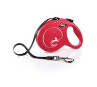 FLEXI - New Classic, Correa retráctil para Perros de hasta 50 Kg - Cincha ultrarresistente - Sistema de guiado y frenado 360° - German Made - L - 5m - Rojo