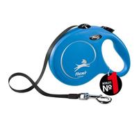 FLEXI - New Classic, Correa retráctil para Perros de hasta 50 Kg - Correa Ultra Resistente - Sistema de guía y frenado 360° - German Made - L - 8m - Azul