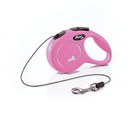 flexi New Classic Correa retráctil para Perros extrapequeños de hasta 8 kg, 3 m, para pasear Mascotas sin enredos con una Sola Mano, con Freno, Pausa, Bloqueo, Calidad Alemana, Color Rosa