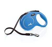 flexi New Classic - Correa retráctil para Perros medianos de hasta 25 kg, 4,9 m, para pasear Mascotas sin enredos con una Sola Mano, con Freno, Pausa, Bloqueo, Calidad Alemana, Color Azul