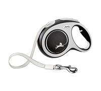 FLEXI® New Comfort - Correa retráctil para Perro (Cinta), ergonómica, Duradera y sin enredos, para Perros de hasta 60 kg, 16 pies, Grande, Negro/Gris