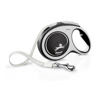 FLEXI New Comfort - Correa retráctil para Perro (Cinta), para Perros de hasta 110 Libras, 26 pies, Grande, Nailon, Gris/Negro