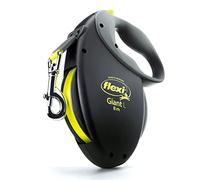 flexi USA - Correa retráctil Gigante de neón para Perro (Cinta), ergonómica, Duradera y sin enredos, para Perros de hasta 50 kg, 7 Metros, Grande, Color Negro