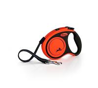 FLEXI® Xtreme S - Correa retráctil Extra Robusta con Cinta extrafuerte de 16 pies | Cinturón Protector con componentes Reflectantes | Ajuste de Mango | Naranja/Negro