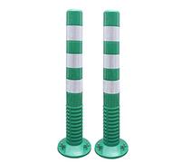 Flexible Driveway Delineator Posts 2-Pack with Reflective Strips for Traffic Control and Safety(Green+white)