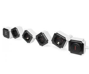 Flexible power strip, 3680 W 250VAC 50 Hz 4x safety outlet, 16 A, 2x USB A connection, 2.4 A