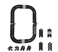 Flexible Race Track for Kids, Indestructible Rubber Road Puzzle Track for Creative Stem Play, Indoor Outdoor Montessori Car Track Puzzle (16 PCS)