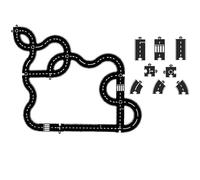 Flexible Road Tracks for Kids, Indestructible Rubber Puzzle Highway System, Waterproof Bath & Beach Car Toy, Montessori Educational Circuit Gift Set (50A)