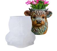 Flexible Silicone Mold, Cow Shape Casting Tool, 3.94x3.82x3.58 Inches Plant Pot Mold with Easy Release Feature, Concrete Craft Form, Cement Container with Design, DIYs Tool for Home and School Project