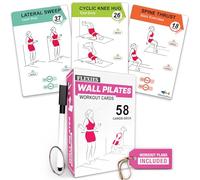 Flexies Entrenamientos de pilates de pared para mujeres, 58 tarjetas de ejercicio con posturas de entrenamiento de pilates en la pared, instrucciones y consejos de respiración, anillo y marcador de