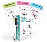 Flexies Tarjetas de entrenamiento con anillo de pilates, 58 tarjetas de anillo de ejercicio con círculo de pilates, postura, instrucciones y consejos de respiración, marcador de borrado en seco y