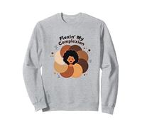 Flexin' My Complexion: Empoderando el Arte de la Diversidad Sudadera, Unisex para Adultos, Gris Jaspeado, M