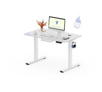 FLEXISPOT 100X60cm Escritorio Elevable Eléctrico con Tablero Entero, Standing Desk, Mesa Elevable Escritorio de Elevable con 4 Opciones de Memoria Inteligente para Oficina y Hogar(Blanco)