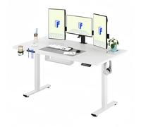 FLEXISPOT 160x60cm Escritorio Eléctrico Ajustable en Altura, Escritorio Elevable Eléctrico Standing Desk Escritorio para Computadora con Gancho, Función de Memoria, para Oficina y Dormitorio, Blanco