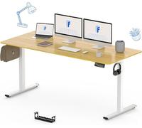 FLEXISPOT 160x60cm Escritorio Eléctrico Ajustable en Altura, Escritorio Elevable Eléctrico Standing Desk Escritorio para Computadora con Gancho, Función de Memoria, para Oficina y Dormitorio, Arce