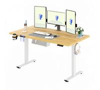 FLEXISPOT 160X60cm Escritorio Elevable Eléctrico con Tablero, con Gancho y Portavasos, Standing Desk, Mesa Elevable Escritorio de Elevable con Memoria Inteligente para Oficina y Hogar(Arce)