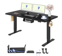 FLEXISPOT E1 Pro Escritorio Elevable Eléctrico 140x80cm con Tablero Entero | Mesa Elevable Altura Ajustable, 2 Motores, 100kg Capacidad, 4 Memorias, Anticolisión, Garantía 5 Años, Negro+negro