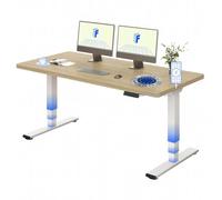 FLEXISPOT E5 Plus Escritorio Elevable 160x80, Doble Motor, USB | Tablero entero 25mm fabricado en Europa, Patas 3 etapas, 120kg, Anticolisión, 4 memorias, Garantía 5 Años, Roble Natural