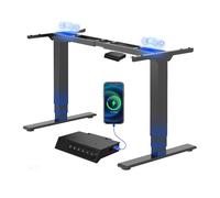 FLEXISPOT EC5 Plus Escritorio Elevable Eléctrico de Doble Motor 3 Etapas, 120kg Capacidad, Altura Regulable, Sistema Anticolisión, Memoria de Altura y Puertos USB-C/A, Estructura Mesa Elevable, Negro