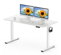 FLEXISPOT EN1 MAX 140x80cm Escritorio Elevable Eléctrico con Tablero Entero Mesa de Elevable, Standing Desk, Mesa Elevable Escritorio con 2 Ganchos y 4 Funciones de Memoria