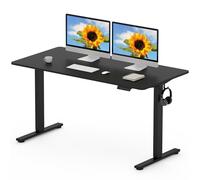 FLEXISPOT EN1 MAX 140x80cm Escritorio Elevable Eléctrico con Tablero Entero Mesa de Elevable, Standing Desk, Mesa Elevable Escritorio con 2 Ganchos y 4 Funciones de Memoria