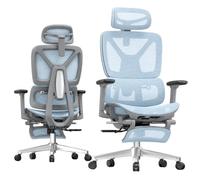 FLEXISPOT ErgoX Lite Silla de Oficina Ergonómica, Azul | Silla de Escritorio, Reposabrazos 3D, Reposacabezas 3D, Respaldo Ajustable en 5D, Asiento Transpirable, Carga de hasta 136 kg