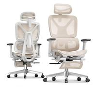 FLEXISPOT ErgoX Lite Silla de Oficina Ergonómica, Beige | Silla de Escritorio, Reposabrazos 3D, Reposacabezas 3D, Respaldo Ajustable en 5D, Asiento Transpirable, Carga de hasta 136 kg