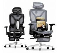 FLEXISPOT ErgoX Lite Silla de Oficina Ergonómica, Gris | Silla de Escritorio, Reposabrazos 3D, Reposacabezas 3D, Respaldo Ajustable en 5D, Asiento Transpirable, Carga de hasta 136 kg