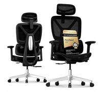FLEXISPOT ErgoX Lite Silla de Oficina Ergonómica, Noir | Silla de Escritorio, Reposabrazos 3D, Reposacabezas 3D, Respaldo Ajustable en 5D, Asiento Transpirable, Carga de hasta 136 kg