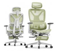 FLEXISPOT ErgoX Lite Silla de Oficina Ergonómica, Verde | Silla de Escritorio, Reposabrazos 3D, Reposacabezas 3D, Respaldo Ajustable en 5D, Asiento Transpirable, Carga de hasta 136 kg