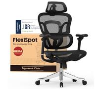 FLEXISPOT ErgoX MAX Silla Ergonómica hasta 300 kg, con Reposacabezas 4D, Reposabrazos 5D, Respaldo y Soporte Lumbar de una Pieza, Silla de Oficina y Gaming, Negro