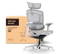 FLEXISPOT ErgoX Pro Silla de Oficina Ergonómica, Ajuste Altura 12 Niveles, Reposabrazos 7D, Soporte Lumbar 5D, Reposacabezas 4D, Carga 250 kg, Asiento Malla Transpirable, Gris