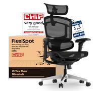 FLEXISPOT ErgoX Pro Silla de Oficina Ergonómica, Ajuste Altura 12 Niveles, Reposabrazos 7D, Soporte Lumbar 5D, Reposacabezas 4D, Carga 250 kg, Asiento Malla Transpirable, Negro