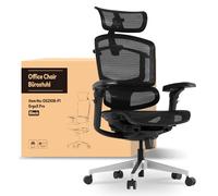 FLEXISPOT ErgoX Pro Silla de Oficina Ergonómica, Ajuste Altura 12 Niveles, Reposabrazos 7D, Soporte Lumbar 5D, Reposacabezas 4D, Carga 250 kg, Asiento Malla Transpirable, Negro