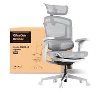 FLEXISPOT ErgoX Pro Silla de Oficina Ergonómica con Reposapiés, Ajuste Altura 12 Niveles, Reposabrazos 7D, Soporte Lumbar 5D, Reposacabezas 4D, Carga 250 kg, Asiento Malla Transpirable, Gris