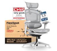 FLEXISPOT ErgoX Pro Silla de Oficina Ergonómica con Reposapiés, Ajuste Altura 12 Niveles, Reposabrazos 7D, Soporte Lumbar 5D, Reposacabezas 4D, Carga 250 kg, Asiento Malla Transpirable, Gris