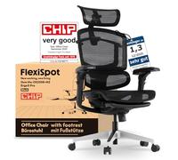 FLEXISPOT ErgoX Pro Silla de Oficina Ergonómica con Reposapiés, Ajuste Altura 12 Niveles, Reposabrazos 7D, Soporte Lumbar 5D, Reposacabezas 4D, Carga 250 kg, Asiento Malla Transpirable, Negro