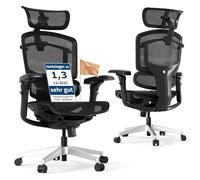 FLEXISPOT ErgoX Pro Silla de Oficina Ergonómica, Negro | Silla Escritorio con 12 Niveles De Altura, Reposabrazos 7D, Soporte Lumbar 5D, Reposacabezas 4D, Carga 250 kg, Asiento Malla