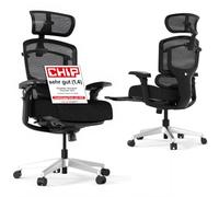 FLEXISPOT ErgoX Pro Silla de Oficina Ergonómica, Negro | Silla Escritorio con 12 Niveles De Altura, Reposabrazos 7D, Soporte Lumbar 5D, Reposacabezas 4D, Carga 250 kg, Asiento Espuma