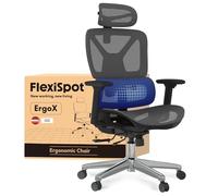 FLEXISPOT ErgoX Silla Ergonomica Escritorio con Reposapiés, Gris | Silla de Oficina Ergonómica en Malla Transpirable, Reposabrazos 3D, Reposacabezas Ajustable, Soporte Lumbar, Altura Regulable