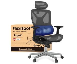FLEXISPOT ErgoX Silla Ergonomica Escritorio con Reposapiés, Gris | Silla de Oficina Ergonómica en Malla Transpirable, Reposabrazos 3D, Reposacabezas Ajustable, Soporte Lumbar, Altura Regulable