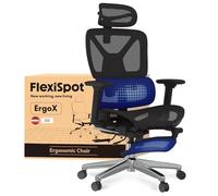 FLEXISPOT ErgoX Silla Ergonomica Escritorio con Reposapiés, Negro | Silla de Oficina Ergonómica en Malla Transpirable, Reposabrazos 3D, Reposacabezas Ajustable, Soporte Lumbar, Altura Regulable