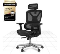 FLEXISPOT ErgoX Silla Ergonomica Escritorio, Silla Escritorio con Soporte Lumbar, Respaldo 5D Ajustable, Inclinación 135°, Cojín Transpirable, Reposabrazos 3D, Ideal Oficina, Negro