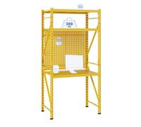 FLEXISPOT Escritorio con Estantería & Banco de Trabajo y Panel Perforado-Mesa de Herramientas Estable, Capacidad para 200 KG, Versátil para Usar en Talleres, Oficinas, Almacenes o en Casa (Amarillo)