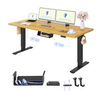 FLEXISPOT Escritorio de Pie con 2 Motores, 180 x 80 cm, 100 kg de Carga, Tablero Completo, Mesa de Trabajo Altura Regulable Eléctricamente, Panel de Control con Funciones de Memoria (Negro+Arce)