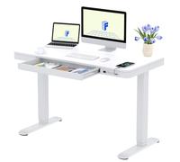 FLEXISPOT Escritorio Elevable 120x60 cm, Cajón, USB-C, Bloqueo Infantil | Tablero entero FSC, cajón, control integrado, USB-C, bloqueo infantil, anticolisión, 4 memorias, garantía 7 años