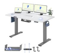 FLEXISPOT Escritorio Elevable 160x80, Tablero Monobloque de 25 mm | Estructura de Acero Estable, 4 Memorias, Altura Ajustable, 2 Ganchos, Detección Obstáculos, Garantía 5 Años, Gris + Blanco